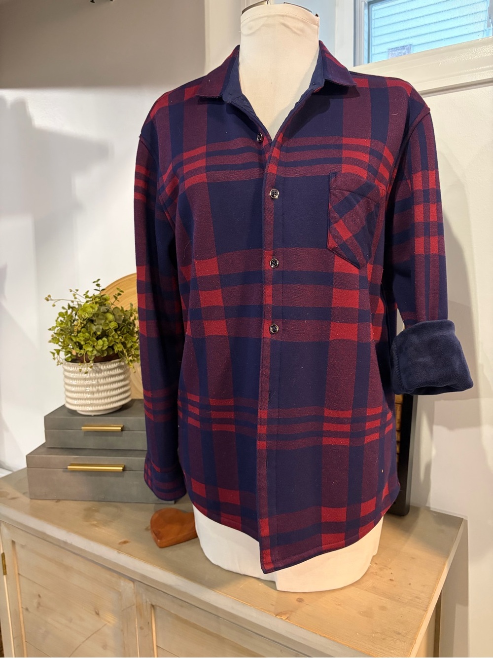 Zara Navy & Red Plaid Utility shirt or Jacket shaket